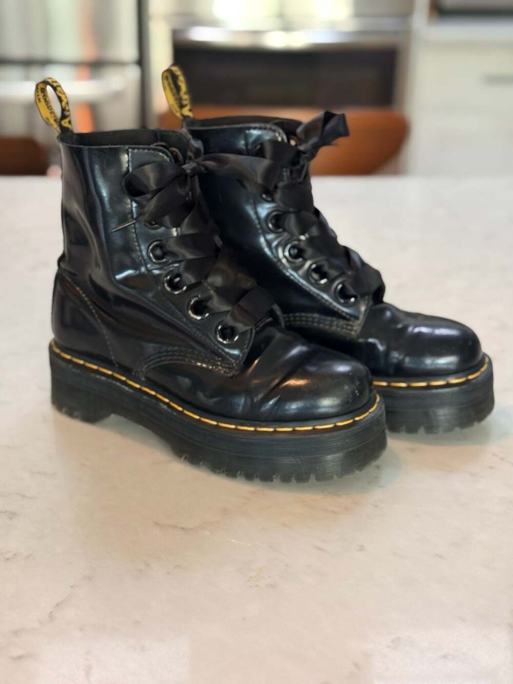 Dr. Martens Molly Leather Platform Quad Boots Womens 8